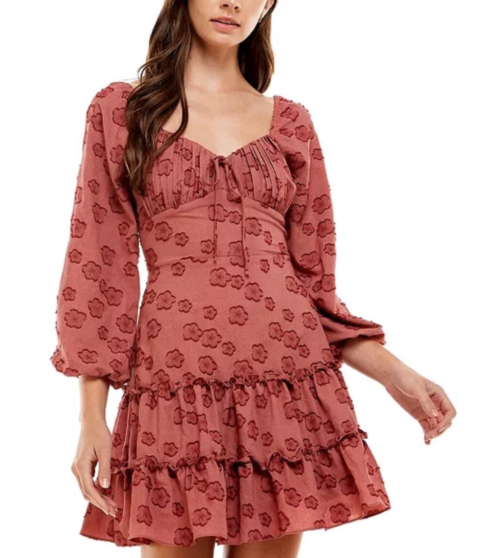Womens Size 9 Gathered Bust Tiered Dress Mini Fit & Flare Ruffle Floral Milkmaid